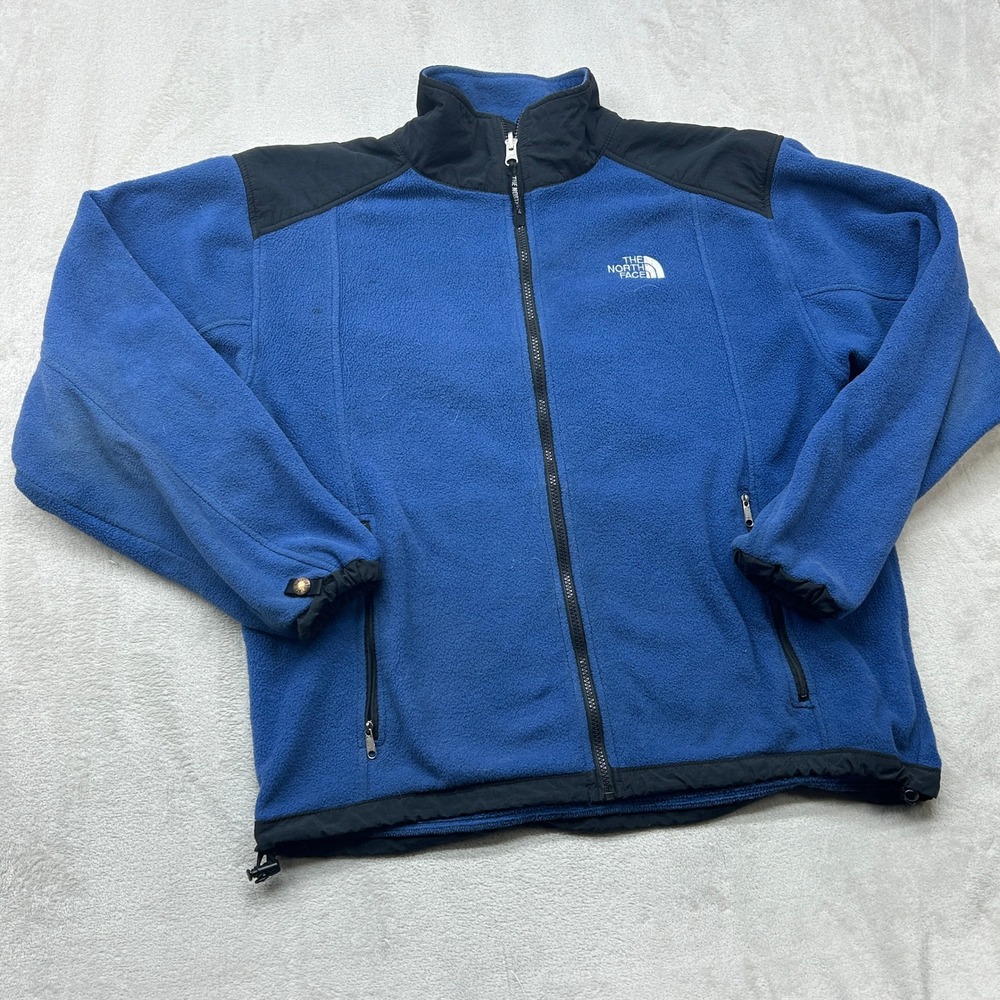 Vintage The North Face Fleece Jacket Mens Size M Blue Black Full Zip Denali USA